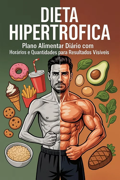 Capa do e-book Dieta Hipertrófica — plano alimentar diário com horários e quantidades